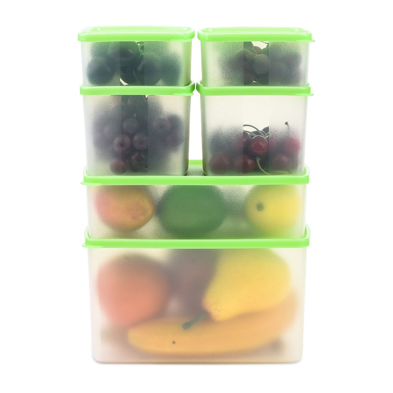 特百惠冷藏保鲜盒 水果蔬菜方形方盒冰箱密封6件套装超值果菜正品