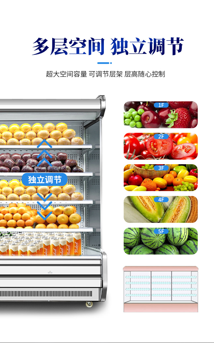 商用风幕柜 超市蔬果冷藏保鲜的理想之选